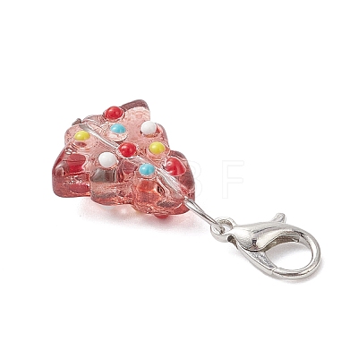 Handmade Bumpy Glass Christmas Tree Pendant Decorations HJEW-JM04171-02-1