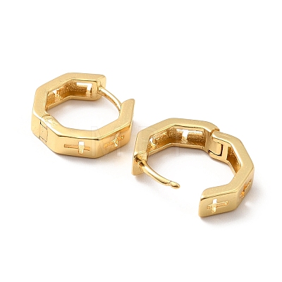 Brass Hollow Cross Hoop Earrings for Women EJEW-F281-06G-1