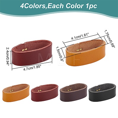 WADORN 4Pcs 4 Colors Cowhide Leather Loop Keepers FIND-WR0010-63-1