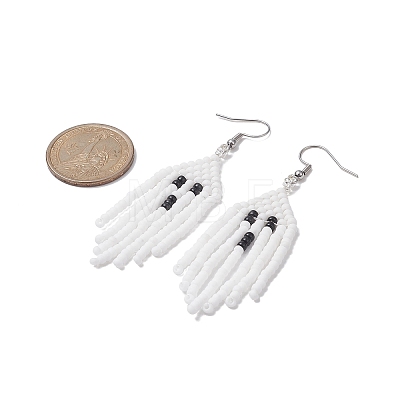 MIYUKI Round Rocailles Beaded Ghost Dangle Earrings EJEW-TA00234-1