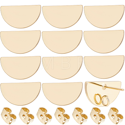 14Pcs Brass Half Round Stud Earring Findings KK-BBC0010-87-1