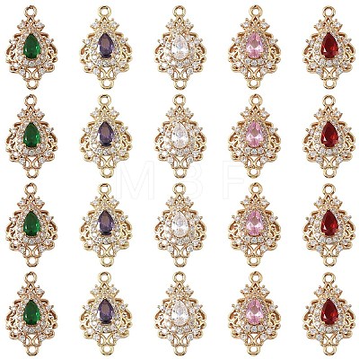 3Pcs Brass Micro Pave Cubic Zirconia Links Connectors KK-YW0003-49LG-05-1