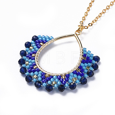 Japanese Seed Beads Pendant Necklaces NJEW-JN02433-03-1