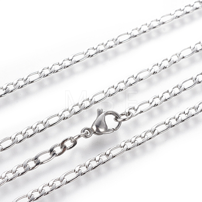 Non-Tarnish 304 Stainless Steel Figaro Chain Necklaces NJEW-E143-09P-1