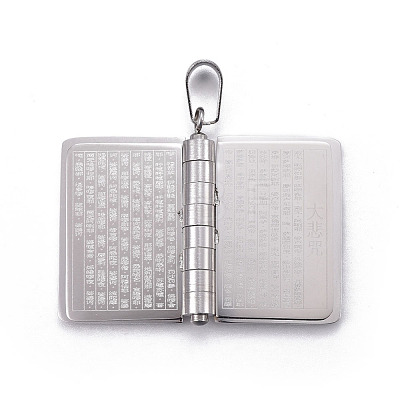 304 Stainless Steel Book Pendants for Teachers' Day STAS-P235-10P-1