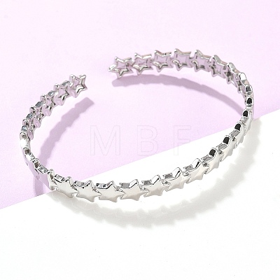 Star Brass Cuff Bangles for Women BJEW-C144-01A-P-1