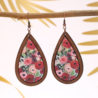 Wood Dangle Earrings FS-WG89FD2-01-1