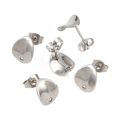 Non-Tarnish 304 Stainless Steel Oval Stud Earring Findings X-STAS-R063-39-1