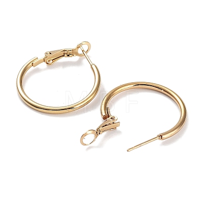 Ring 304 Stainless Steel Hoop Earrings for Women Men EJEW-B049-02A-G-1