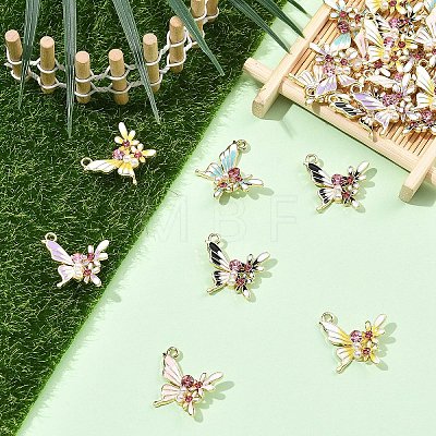 25Pcs 5 Colors Alloy Enamel Pendants ENAM-YW0008-73-1