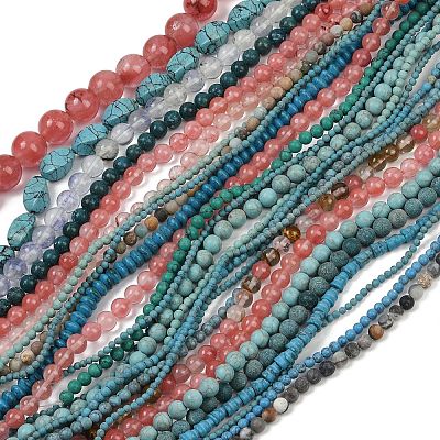 Synthetic Mixed Gemstone Beads Strands G-F591-21-1