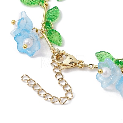 Flower Glass & Acrylic Charm Bracelets BJEW-JB10443-1