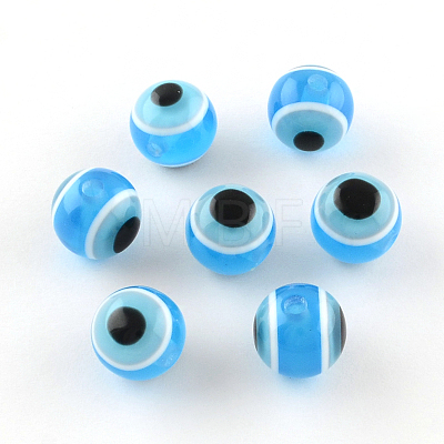 Round Evil Eye Resin Beads RESI-R159-6mm-10-1