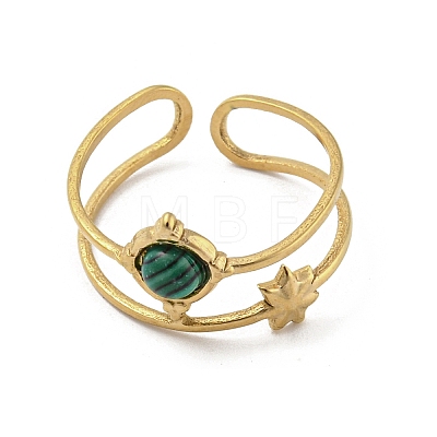 304 Stainless Steel with Synthetic Malachite Ring RJEW-Z031-01I-03-1