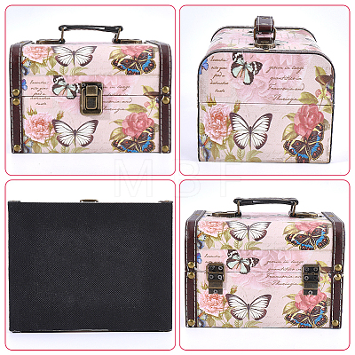 1Pc Butterfly Printed PU Leather Treasure Chest Boxes for Trinkets CON-WR0001-21-1