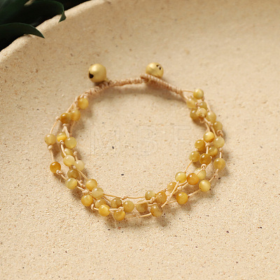 Natural Gold Tiger Eye Round Braided Bead Multi-strand Bracelets for Women WG0F13C-07-1