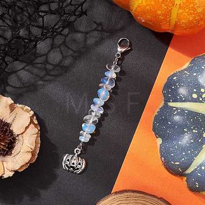 Halloween Pumpkin Alloy Pendant Decorations HJEW-JM02073-04-1