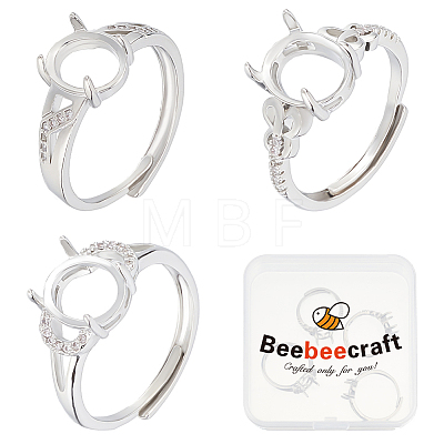 Beebeecraft 6Pcs 3 Style Adjustable Brass Finger Ring Components KK-BBC0011-80-1