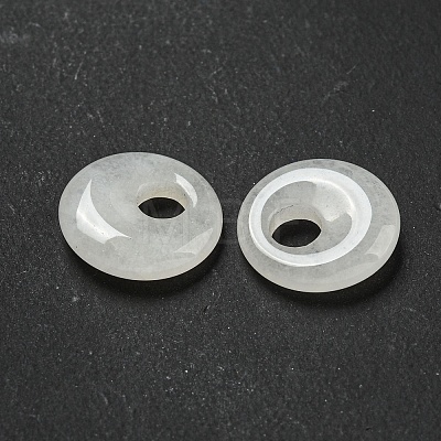 Natural White Jade Donut/Pi Disc Charms G-G142-02S-1