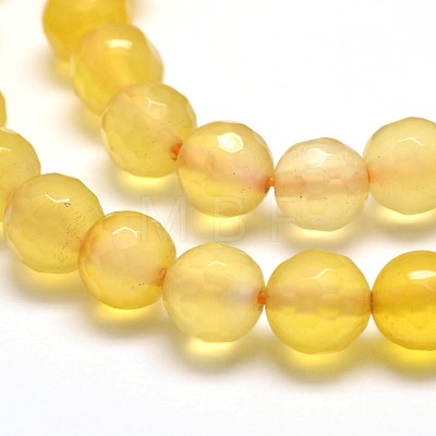 Dyed Natural Agate Faceted Round Beads Strands G-E267-05-1