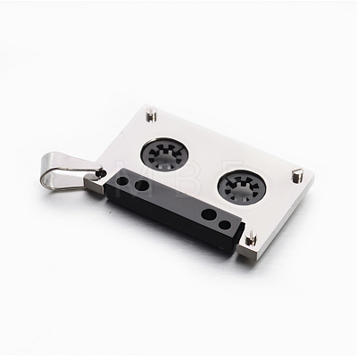 Two Tone 304 Stainless Steel Cassette Tape Pendants STAS-E090-45B-1