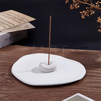 1Pc Oval Ceramic Incense Burner Holder AJEW-ME0003-93B-1