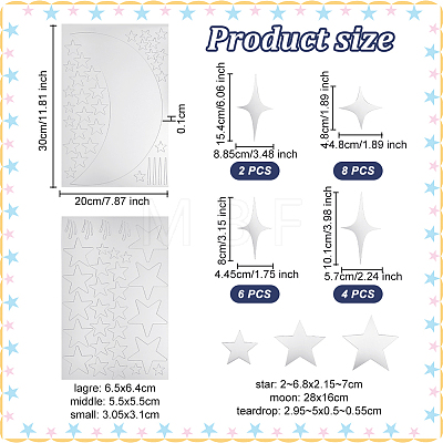   Star Acrylic Mirror Wall Stickers DIY-PH0017-37B-1