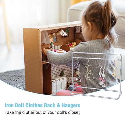 Iron Doll Clothes Rack & Hangers DJEW-FH0001-18P-1