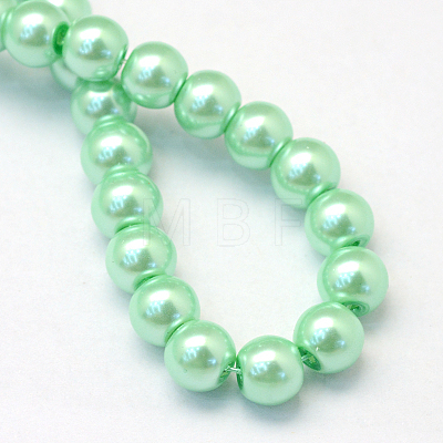 Baking Painted Pearlized Glass Pearl Round Bead Strands HY-Q330-8mm-63-1