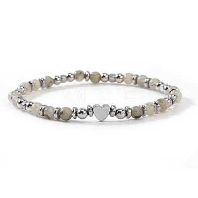 Natural Gemstone Round Beaded Stretch Bracelets EV1340-4-1