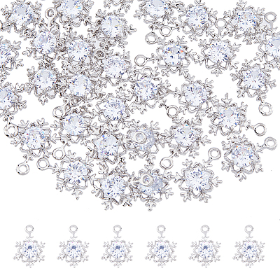 SUPERFINDINGS 40Pcs Alloy Cubic Zirconia Pendants ZIRC-FH0001-43-1