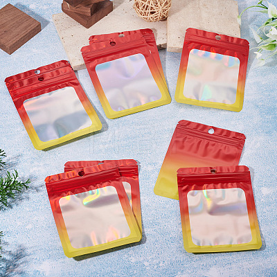 40Pcs Rectangle Glitter Holographic Plastic Resealable Packaging Bags ABAG-TA0001-97B-02-1