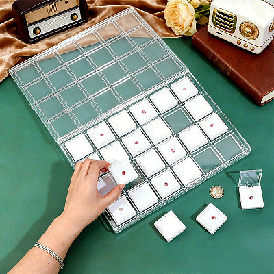 24-Grid Transparent Acrylic Loose Diamond Package Organizer Boxes CON-WH0085-207A-1