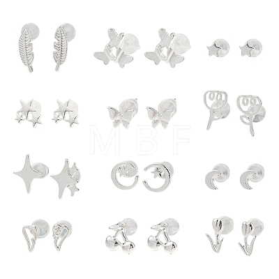 2 Pairs Alloy Stud Earrings for Women EJEW-FS0001-27L-1