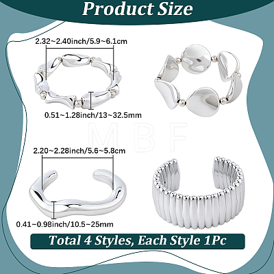 1 Set CCB Plastic Bracelets & Bangles Set for Women BJEW-SP0001-37-1