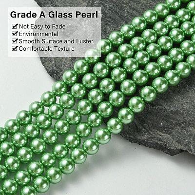 Eco-Friendly  Dyed Glass Pearl Round Bead Strands HY-A002-8mm-RB008-1