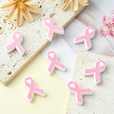 10Pcs Awareness Ribbon Silicone Beads JX887A-1