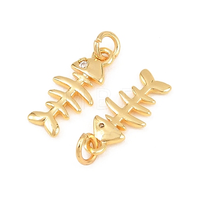 Brass Micro Pave Cubic Zirconia Charms KK-F927-13B-G-1