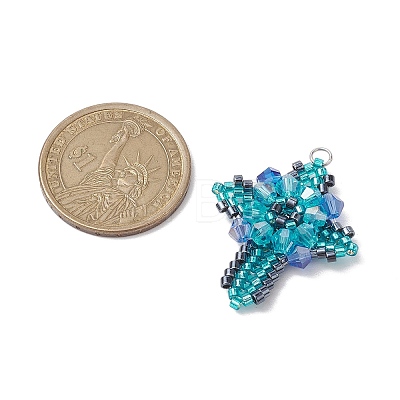 Glass Seed Beads Pendants PALLOY-MZ00223-1