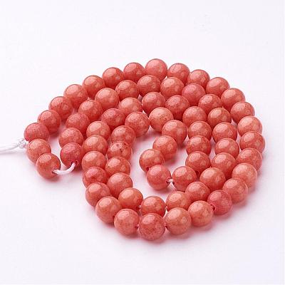 Natural Mashan Jade Round Beads Strands G-D263-6mm-M-1