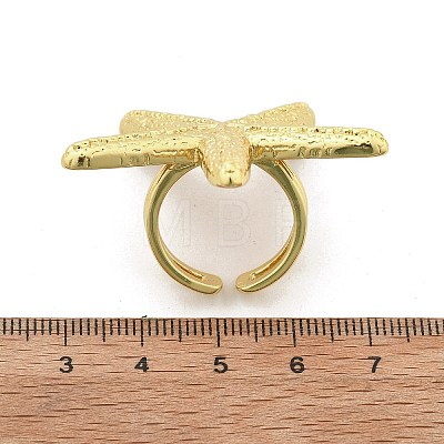 Starfish Brass Cuff Rings for Women RJEW-C123-01G-1