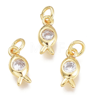 Brass Micro Pave Clear Cubic Zirconia Charms KK-M206-49G-1