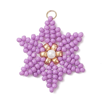 Glass Seed Beaded Pendants PALLOY-MZ01360-01-1