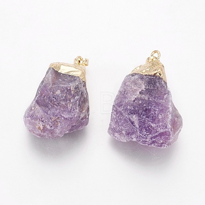 Natural Amethyst Pendants G-O169-01B-03G-1