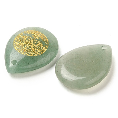 Natural Green Aventurine Drop Pendants G-C158-01E-1