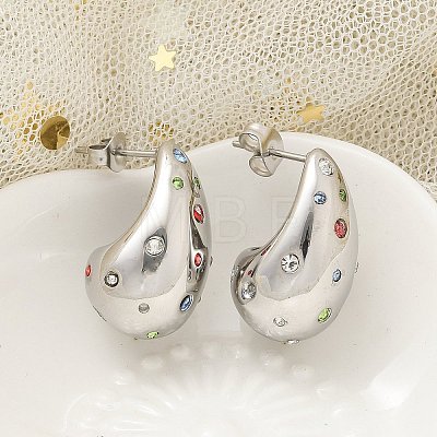 304 Stainless Steel Teardrop Stud Earrings EJEW-B108-05P-B-1