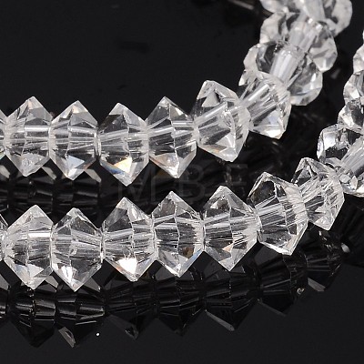 Faceted Bicone Transparent Glass Bead Strands GLAA-J082-A11-1