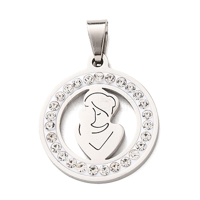 Mother's Day 304 Stainless Steel Enamel Pendants STAS-F368-02B-P-1