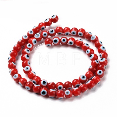 Handmade Evil Eye Lampwork Round Bead Strands LAMP-L055-6mm-19-1