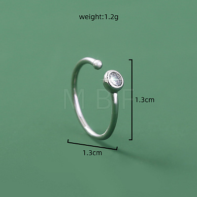 304 Stainless Steel Crystal Rhinestone Flat Round Cuff Hoop Nose Rings WG9BB1A-08-1